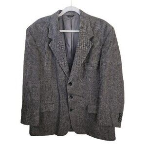 Bill Blass For Lord And Taylor Black Hounds Tooth Camel Hair Jacket Size 43